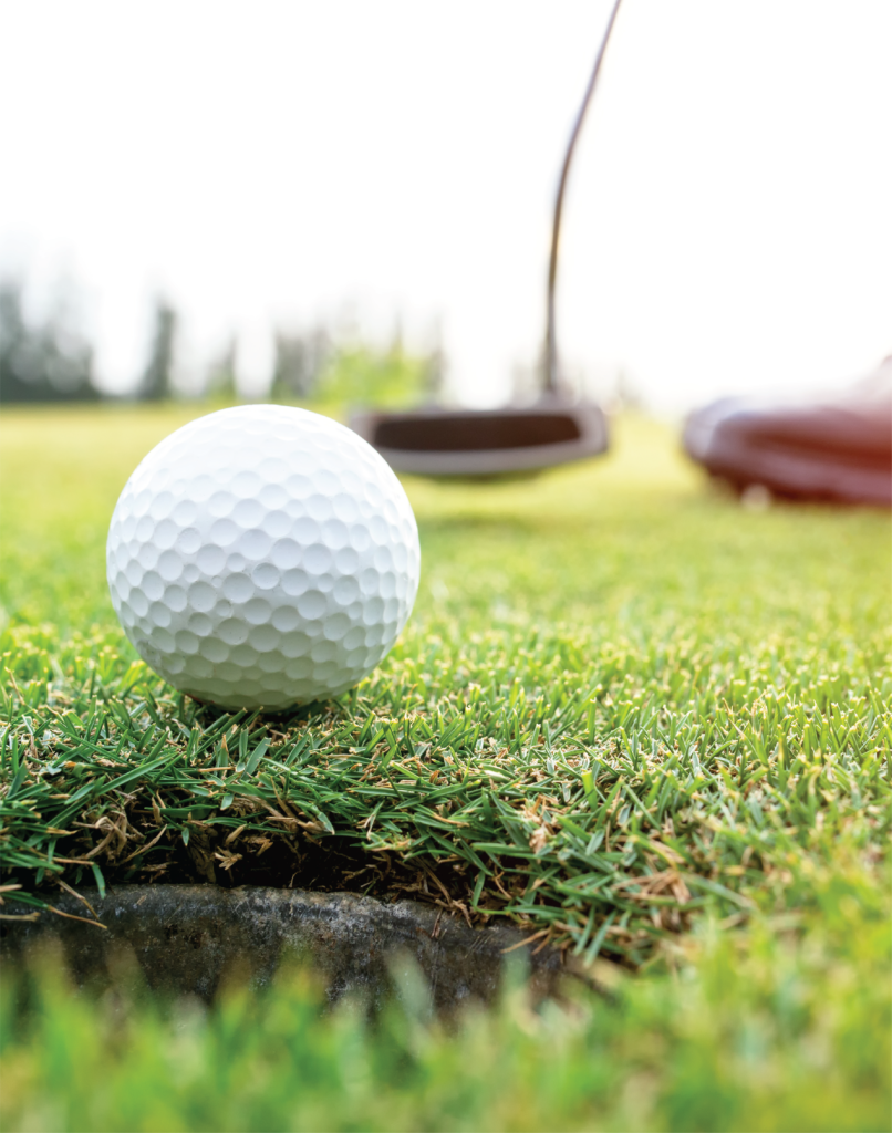 Golf ball on a golf course